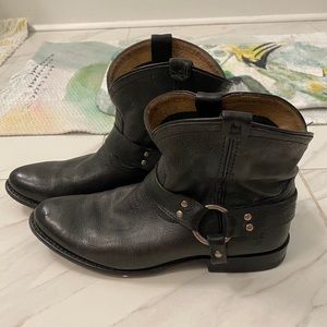 Black FRYE Short Western Harness Moto Boots size 9.5